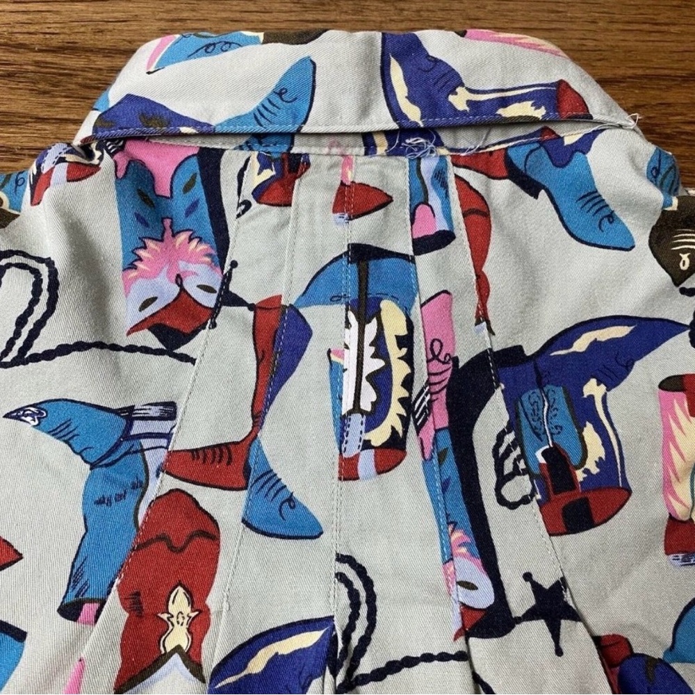Vintage Woolrich Novelty Western Cowboy Boots Print Button Up Shirt - Picture 5 of 11